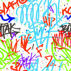 Vector tags seamless pattern. Graffiti background.