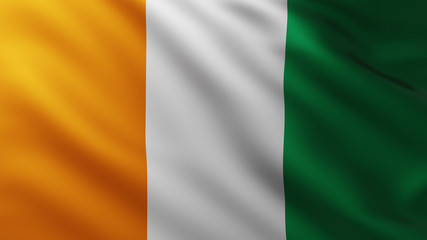 Large Flag of Cote d Ivoire fullscreen background in the wind