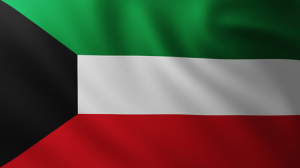 Large Flag of Kuwait fullscreen background in the wind