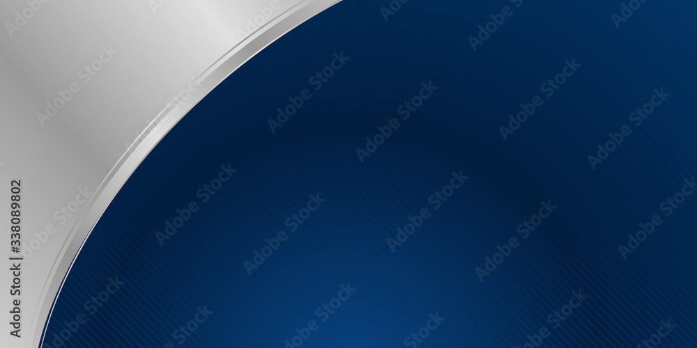 Wall mural navy blue silver curve shape background for presentation background