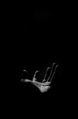Hand in the shadow version1 black and white