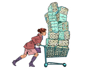 Woman bought toilet paper, panic coronavirus © studiostoks