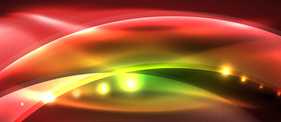 Abstract background. Shiny design neon waves with light effects, techno trendy design. Vector Illustration For Wallpaper, Banner, Background, Card, Book Illustration, landing page
