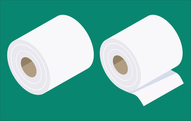 アイソメトリック　トイレットペーパー　ベクターイラスト