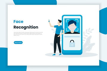 Face recognition illustration concept. This design can be used for websites, landing pages, UI, mobile applications, posters, banners