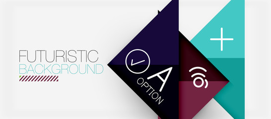 Abstract background, geometric business multicolored paper infographic - triangle frames for text, icons or graphics on light background with copyspace. Vector Illustration For Wallpaper, Banner