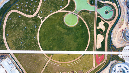 top view with symmetry lines in the park