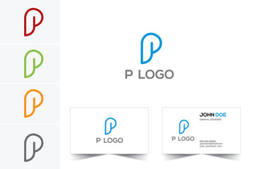 P logo vector Design and Business card