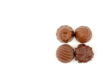 Assorted Chocolates on White Background