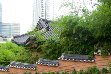Buddhist temple in Seoul in summer