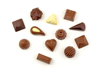 Chocolate Candies on White Background