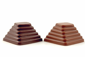 Pyramid Shape Chocolats on White background
