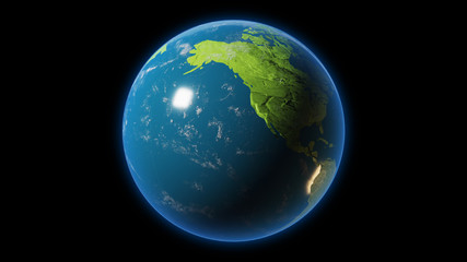 Fototapeta na wymiar Earth planet isolated on black background. Clipping path included. 3D rendering.