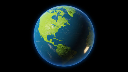 Fototapeta na wymiar Earth planet isolated on black background. Clipping path included. 3D rendering.
