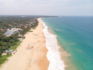 Aerial view to the beach and Indian ocean near Hikkaduwa, Sri Lanka