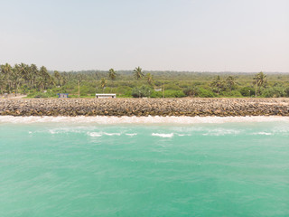Aerial view to the beach and Indian ocean near Hikkaduwa, Sri Lanka
