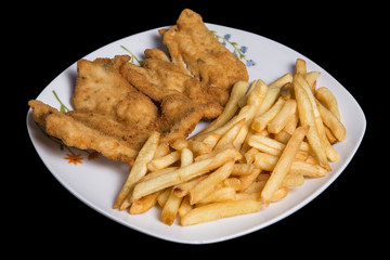 Potatoes and chicken fries.