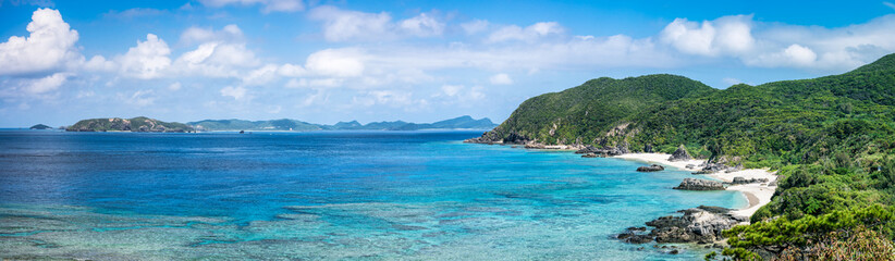 Panoramic view of Tokashiki island, Kerama Islands group, Okinawa, Japan
