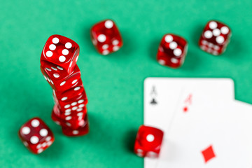 dice and playing cards