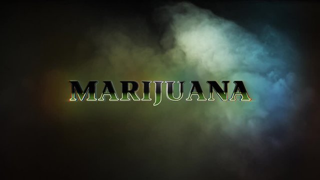 Marijuana dark chrome text with colorful smokey background