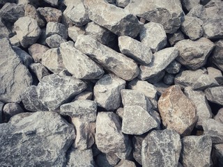 Abstract stones in construction Used in slope protection against soil collapse