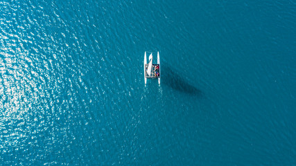 catamaran in the middle of the sea