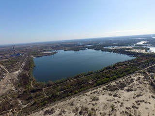 Aerial view of the saburb landscape (drone image).Near Kiev,Ukraine