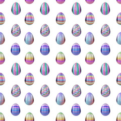 Colored easter eggs isolated on white background. Seamles pattern of eggs. Easter eggs for Easter holidays design