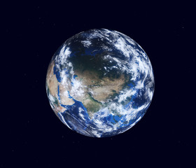 Earth globe, view of the continent of Eurasia. Map furnished by NASA