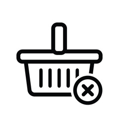 Shop basket restriction icon. Outline shop basket restriction vector icon for web design isolated on white background