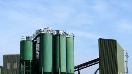 Tall industrial storage silos