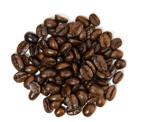 close up coffee beans  isolated on white background