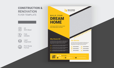Construction Flyer Template And Construction Brochure  Cover Or Brochure Design 