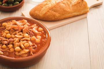 spanish callos, a typical stew with pork or beef tripe, copy space