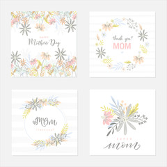 Set of cute greeting cards for Mother's Day