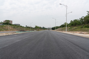 Fototapeta premium Perspective view of new asphalt road