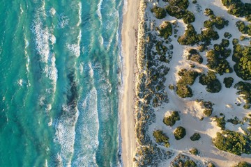 Bird View shot of Es Trenc beach in Mallorca.