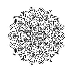Vector illustration. Abstract mandala graphic design, decorative elements isolated on white color background for ancient geometric concepts.