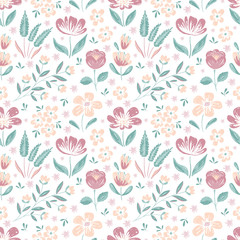 Mothers Day vector hand drawn seamless floral pattern