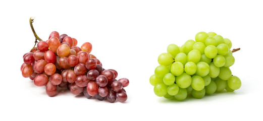 Fresh red and green grapes isolated on white background. Clipping path include in this image.