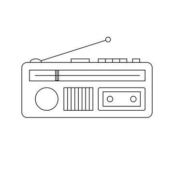 recommend clip art: Vector stilized picture or icon of old or retro radio set or receiver on the white background 