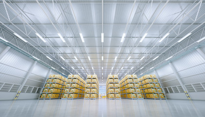 Warehouse or industry building interior. known as distribution center, retail warehouse. Part of...
