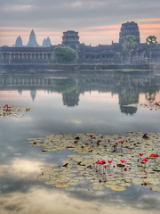 Siem Reap, Cambodia, December 30, 2019: Angkor Wat temple sunrise