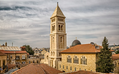 Fototapeta na wymiar View of the Lutheran Church of the Redeemer in the old city