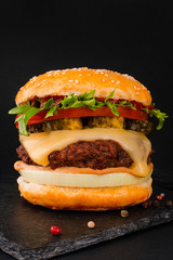 Hamburger on black