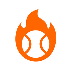 Fire and tennis ball logo icon design template elements - Vector