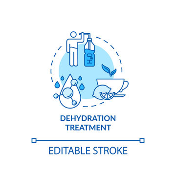 Dehydration treatment turquoise concept icon. Restore water balance in human body. Rotavirus aid idea thin line illustration. Vector isolated outline RGB color drawing. Editable stroke