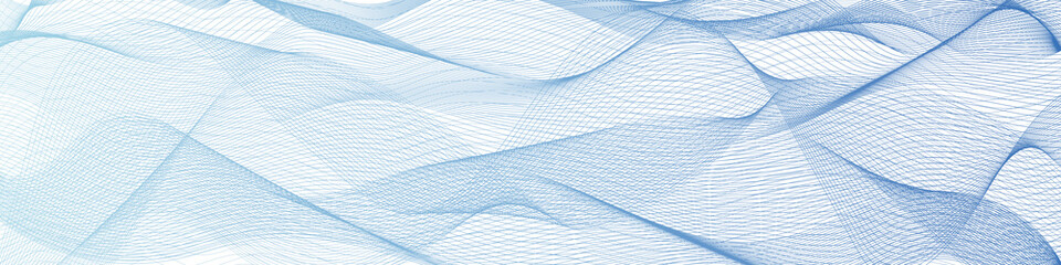Plakat abstract blue wave lines on white background 