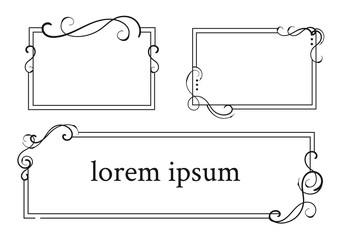 Set of vintage frames with floral scrolls.