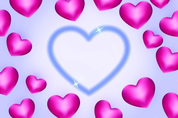 Happy Valentine's day background with heart and present composition for a trendy banner, poster or greeting card